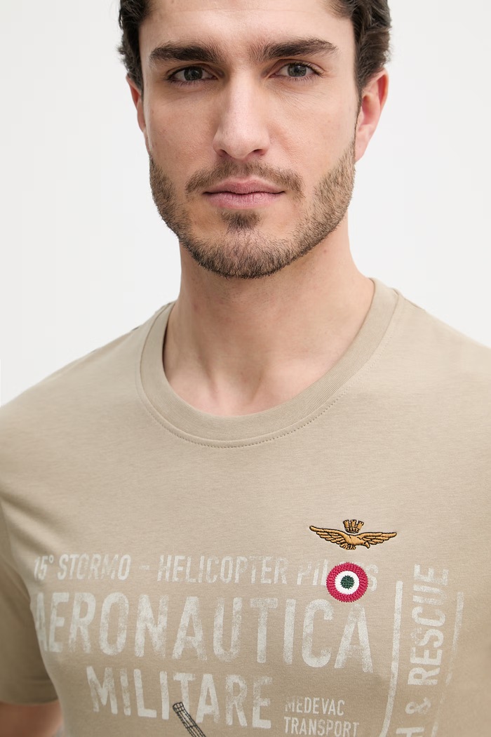 Βαμβακερό μπλουζάκι Aeronautica Militare πράσινο TS2528UJ00641