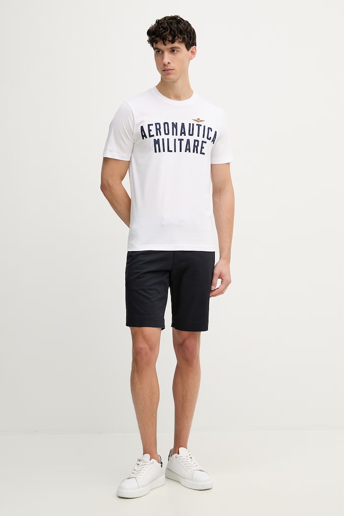 Βαμβακερό μπλουζάκι Aeronautica Militare TS2531UJ00641 λευκό SS26