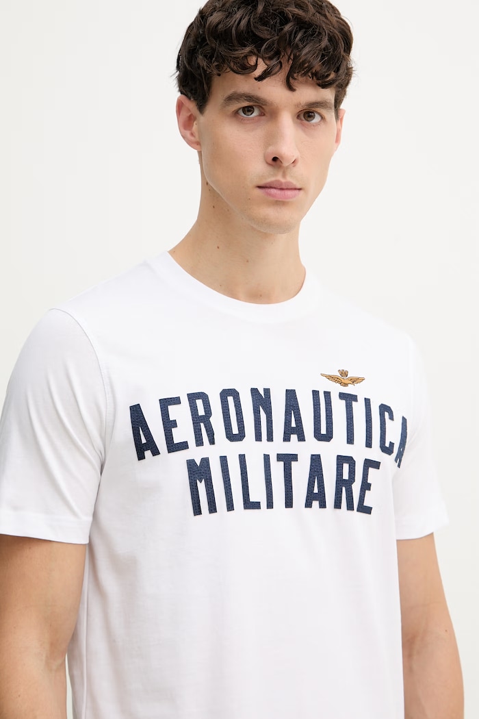 Βαμβακερό μπλουζάκι Aeronautica Militare λευκό TS2531UJ00641