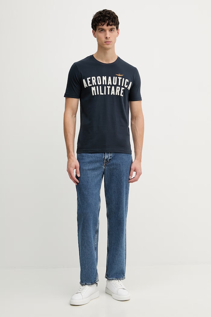 Bavlněné tričko Aeronautica Militare TS2531UJ00641 námořnická modř SS26