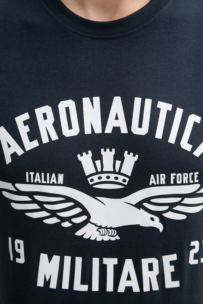 Βαμβακερό μπλουζάκι Aeronautica Militare TS2533UJ00641 σκούρο μπλε