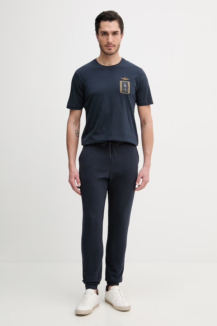 Bavlnené tričko Aeronautica Militare TS2534UJ00641 tmavomodrá SS26