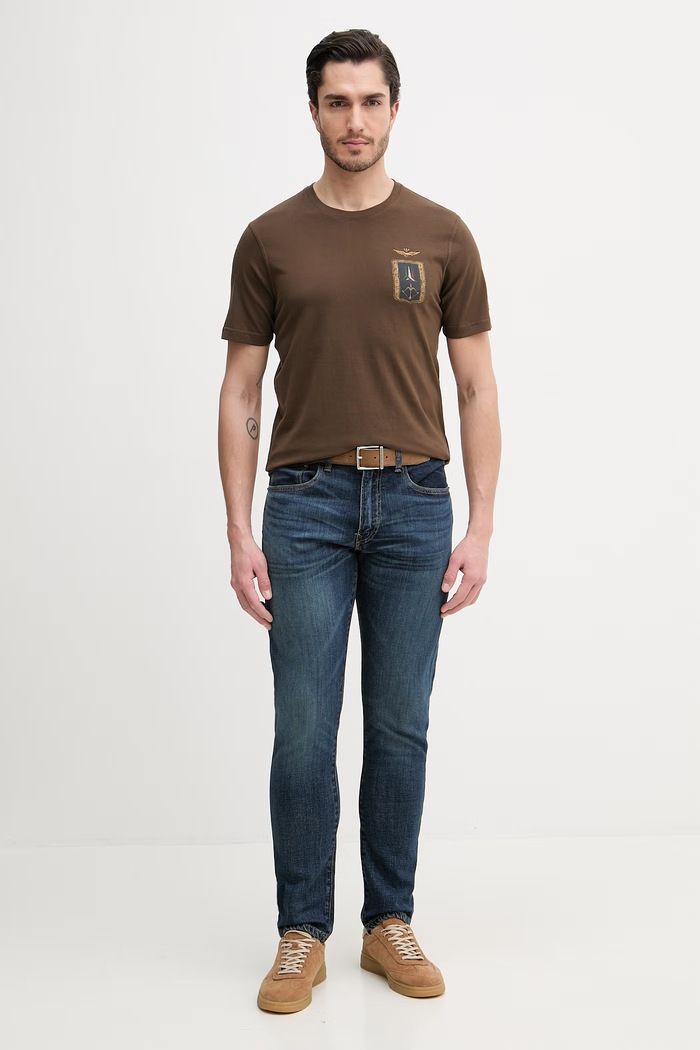 Bombažna kratka majica Aeronautica Militare TS2534UJ00641 rjava SS26