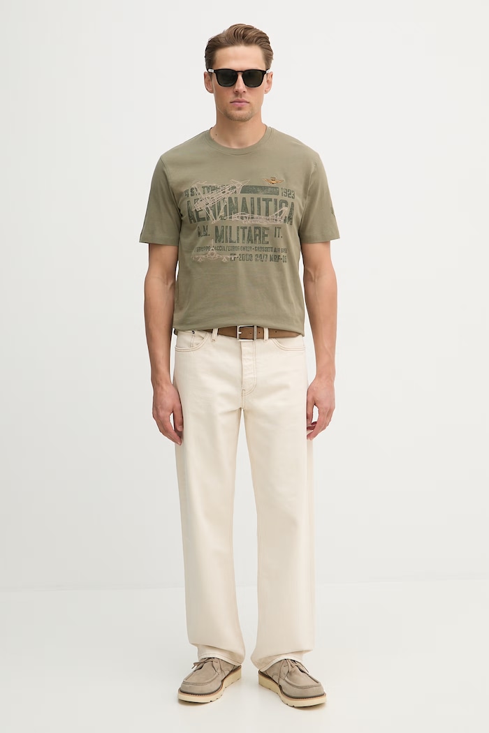 Aeronautica Militare t-shirt bawełniany TS2535UJ00641 zielony SS26