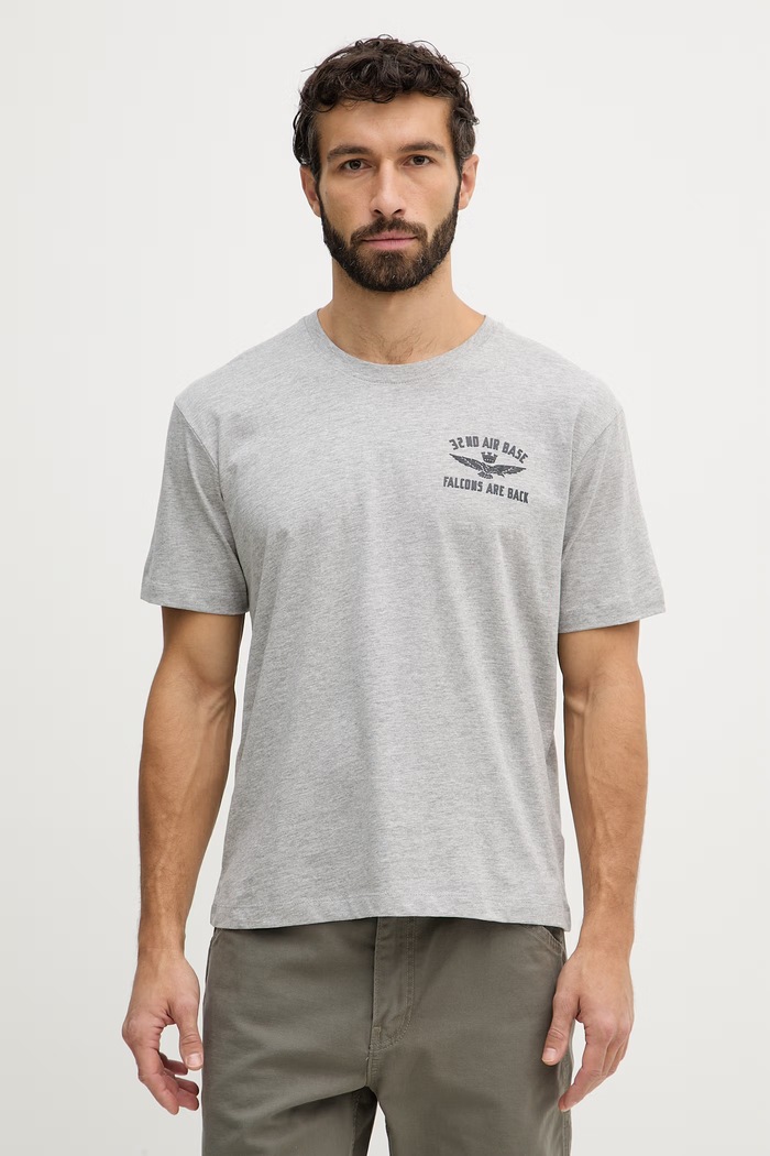 Aeronautica Militare tricou din bumbac print gri TS2539UJ00727