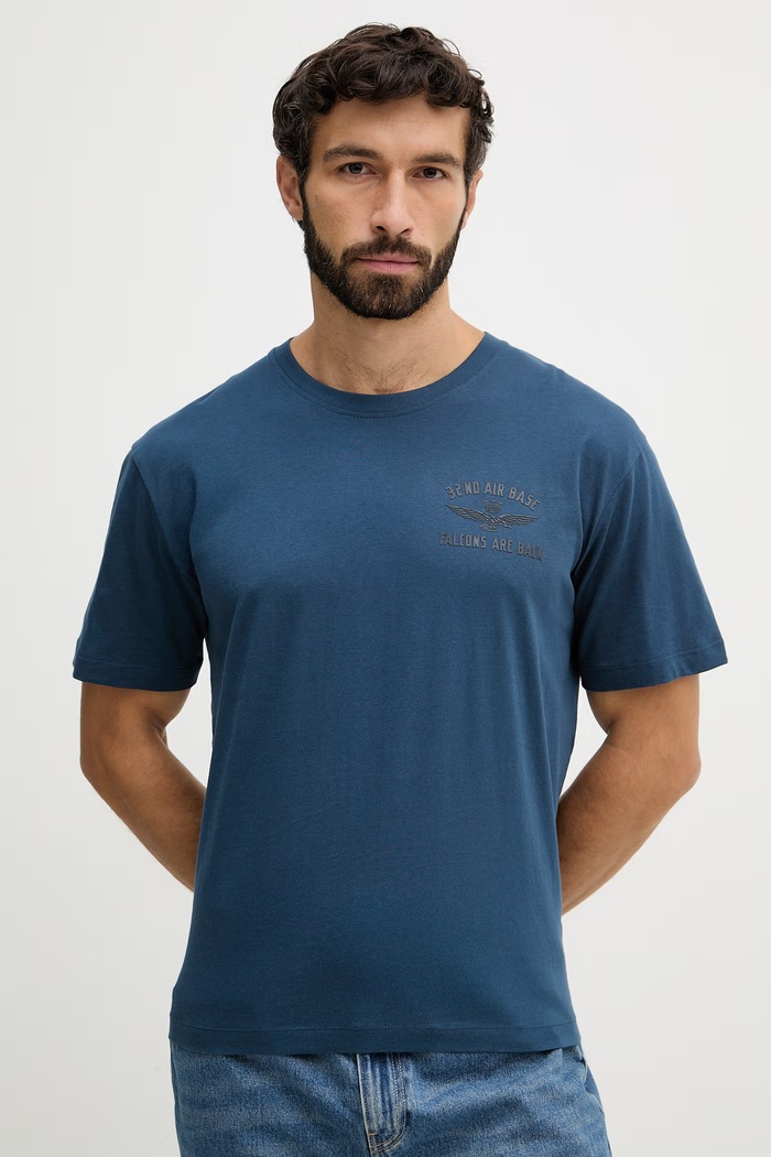 Aeronautica Militare tricou din bumbac print albastru TS2539UJ00727