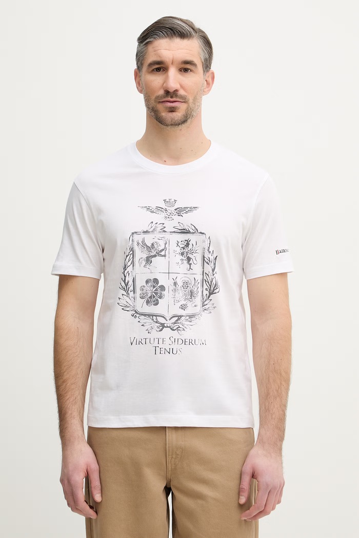 Aeronautica Militare t-shirt bawełniany nadruk biały TS2540UJ00727