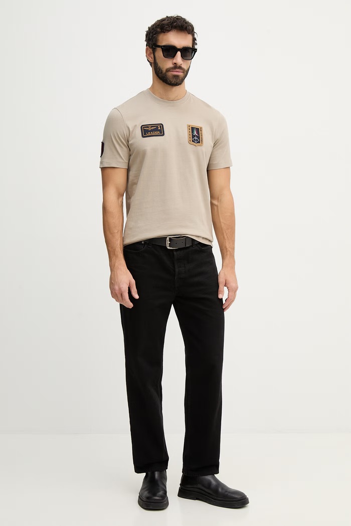 Bavlnené tričko Aeronautica Militare TS2544UJ00592 béžová SS26