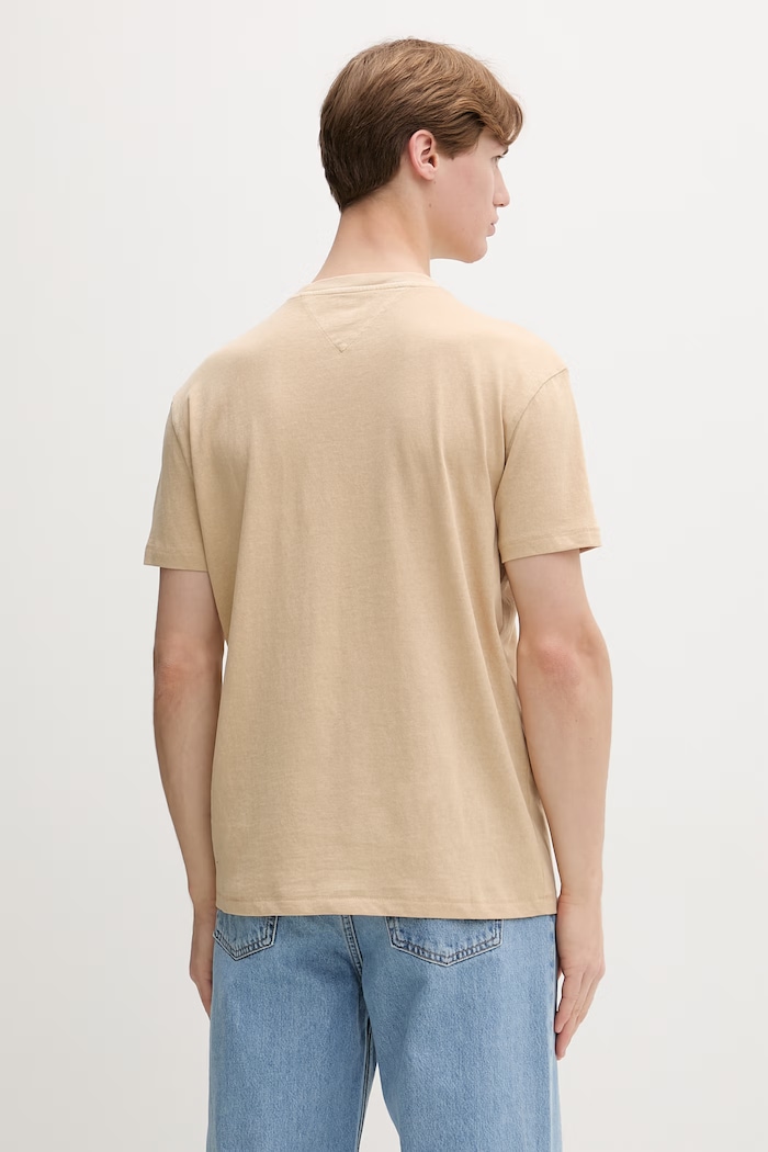 Odzież Tommy Jeans T-shirt męski bawełniany DM0DM22520 beżowy