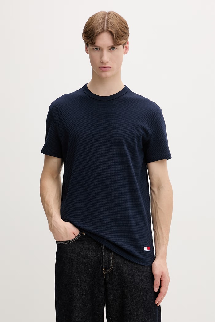 Tommy Jeans tricou basic pentru bărbați, din bumbac bleumarin DM0DM22529