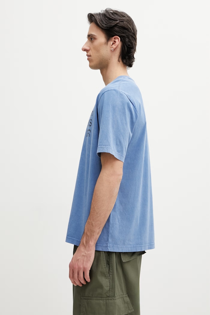 Maison Kitsuné 2002 tricou oversized din bumbac pentru bărbați PM00124KJ7036 albastru SS26