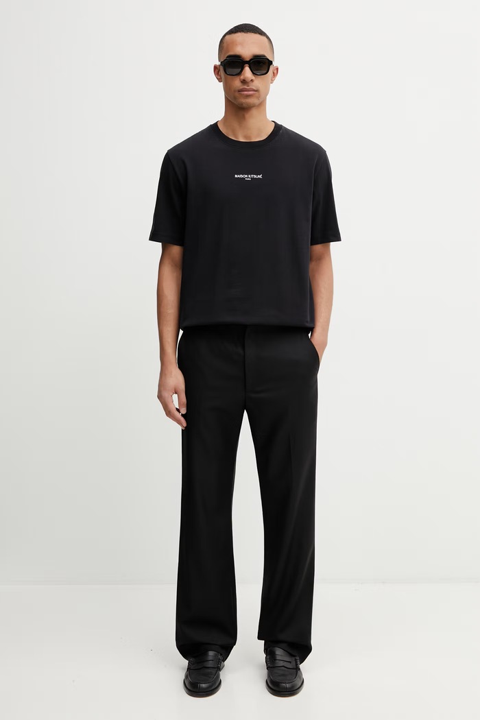 Maison Kitsuné T-shirt bawełniany męski QM00100KJ7025 czarny