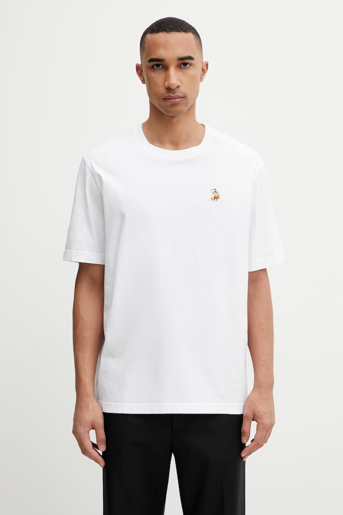 Maison Kitsuné T-shirt bawełniany bawełna biały QM00102KJ7026