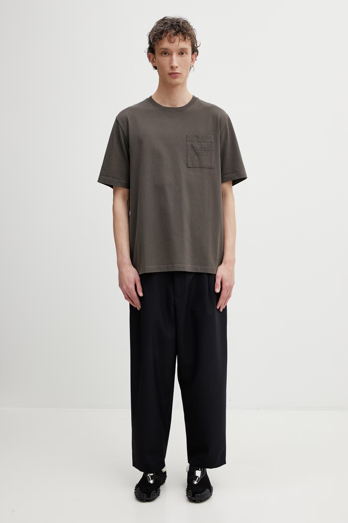 Maison Kitsuné Poetic Script t-shirt βαμβακερό ανδρικό QM00104KJ7025 πράσινο