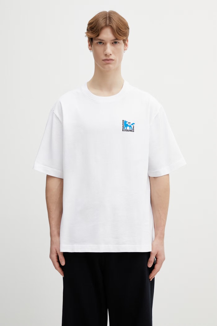 Одяг Бавовняна футболка Maison Kitsuné Gallery Fox QM00111KJ0119 білий