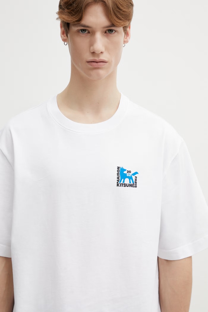 Бавовняна футболка Maison Kitsuné Gallery Fox білий QM00111KJ0119