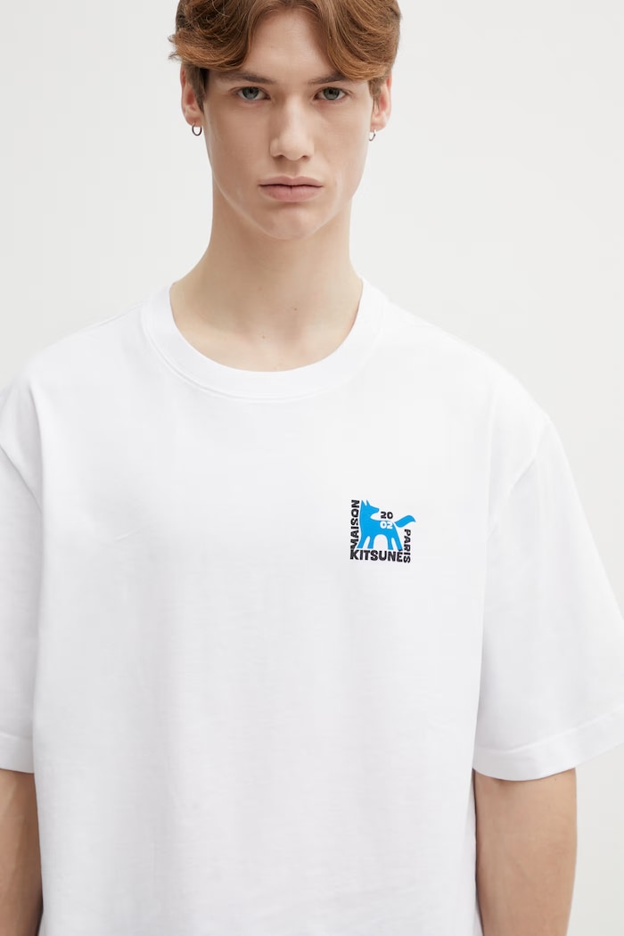 Бавовняна футболка Maison Kitsuné Gallery Fox білий QM00111KJ0119