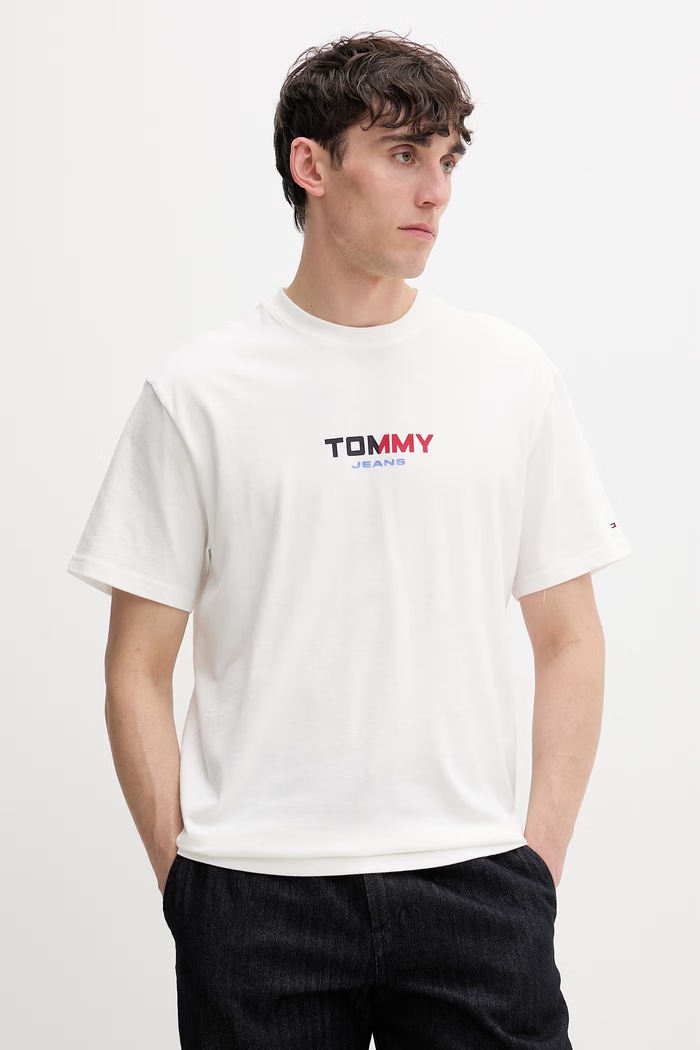 Oblečenie Tommy Jeans tričko pánske bavlnené DM0DM22534 béžová