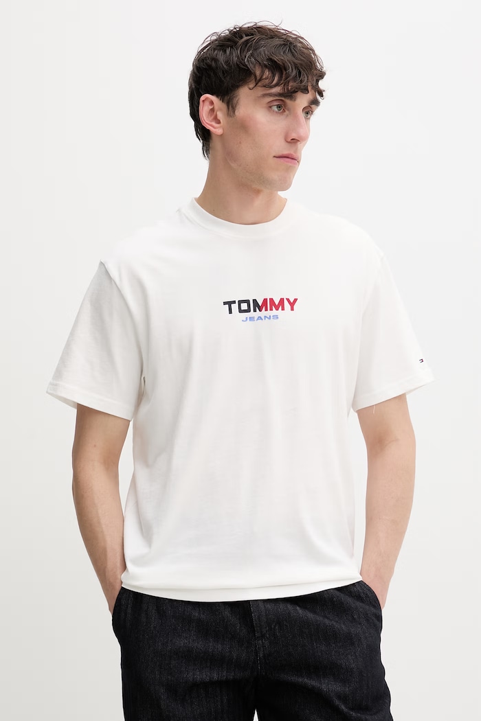 Oblečenie Tommy Jeans tričko pánske bavlnené DM0DM22534 béžová