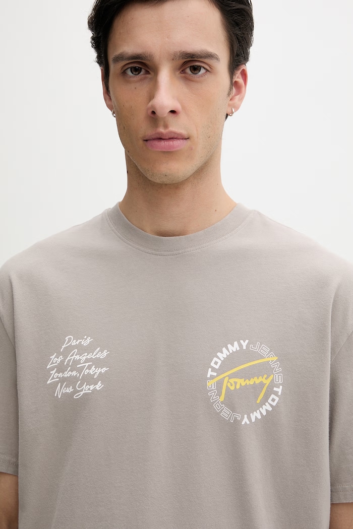 Tommy Jeans tricou bărbătesc din bumbac bej DM0DM22535