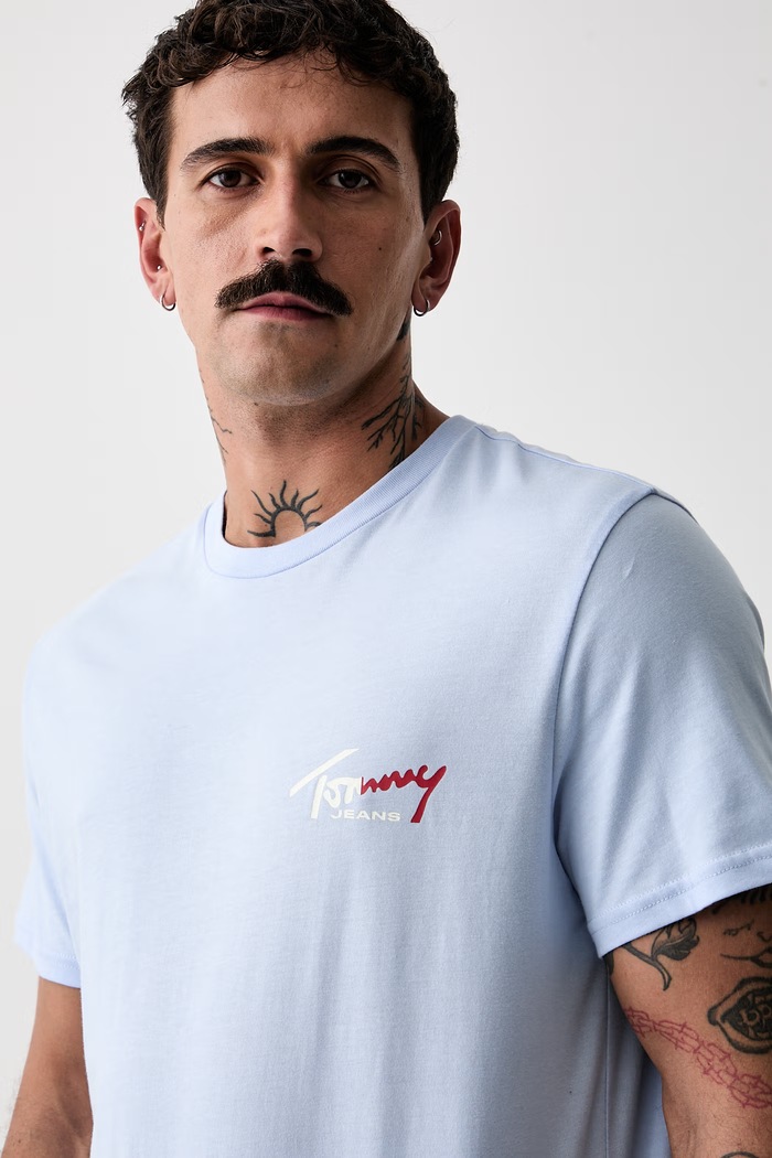 Tommy Jeans tričko pánske bavlnené modrá DM0DM22538
