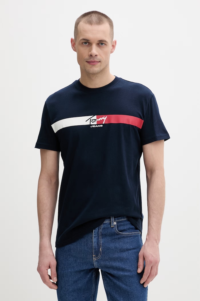 Tommy Jeans tricou pentru bărbați, din bumbac bleumarin DM0DM22539