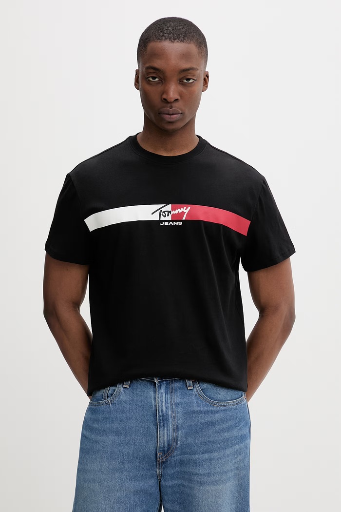 Tommy Jeans tričko pánske bavlnené čierna DM0DM22539