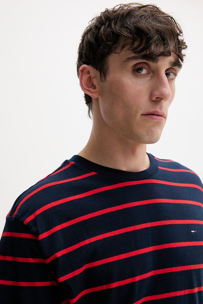 Tommy Jeans T-shirt ανδρικό βαμβακερό σκούρο μπλε DM0DM22544