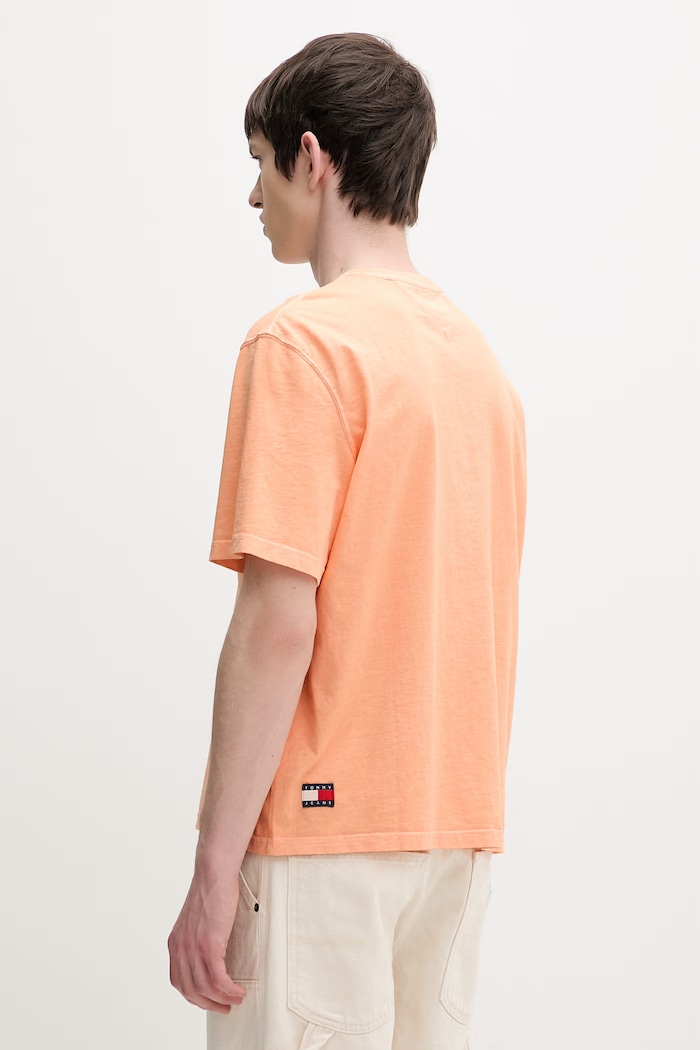 Îmbrăcăminte Tommy Jeans tricou basic bărbătesc bumbac DM0DM22545 portocaliu