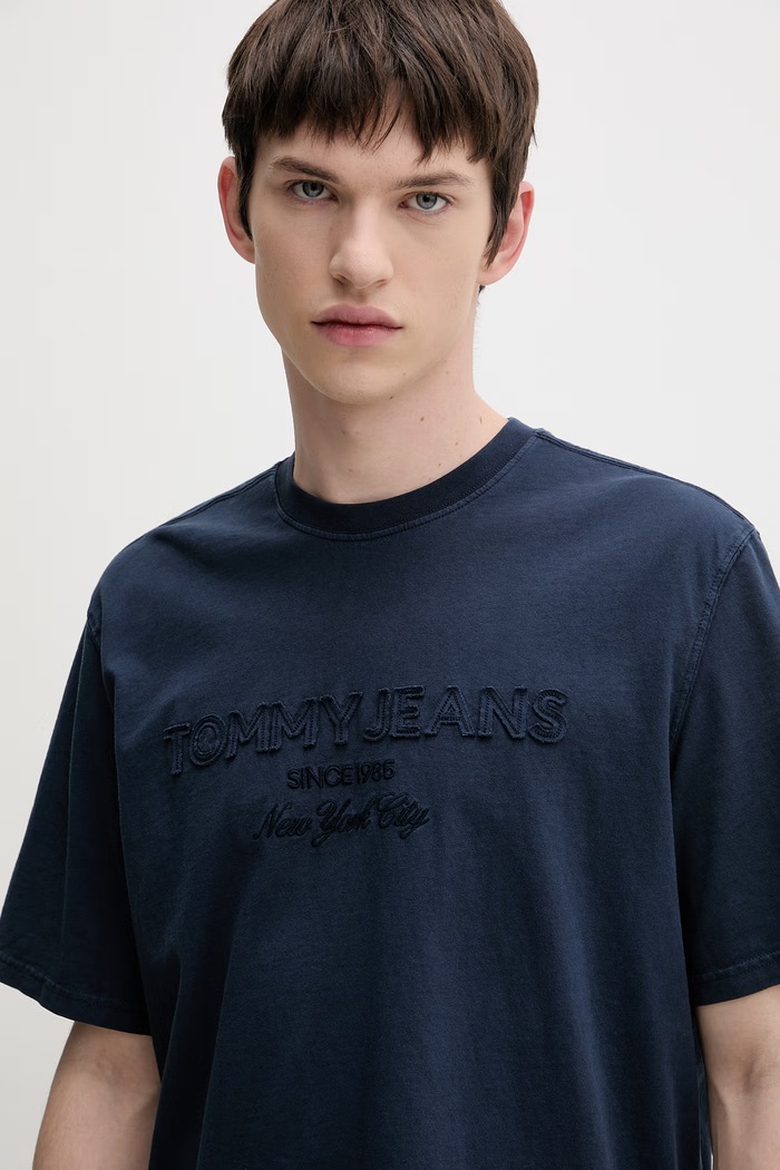 Tommy Jeans tricou basic bărbătesc bumbac bleumarin DM0DM22545