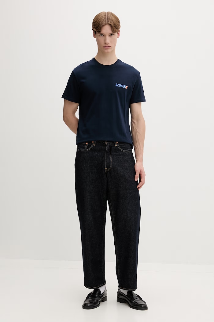 Tommy Jeans tricou pentru bărbați, din bumbac DM0DM22547 bleumarin SS26