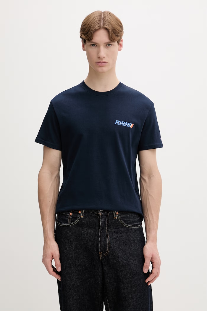Îmbrăcăminte Tommy Jeans tricou pentru bărbați, din bumbac DM0DM22547 bleumarin