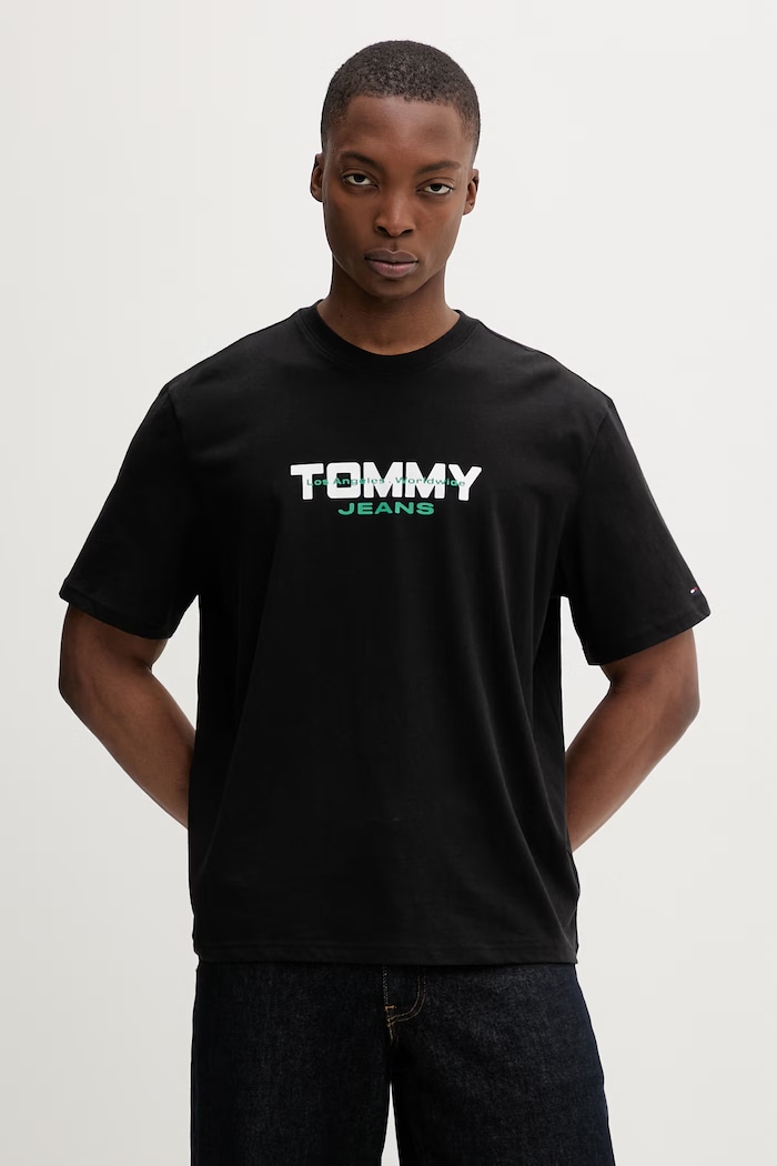 Tommy Jeans tričko pánske bavlnené čierna DM0DM22550