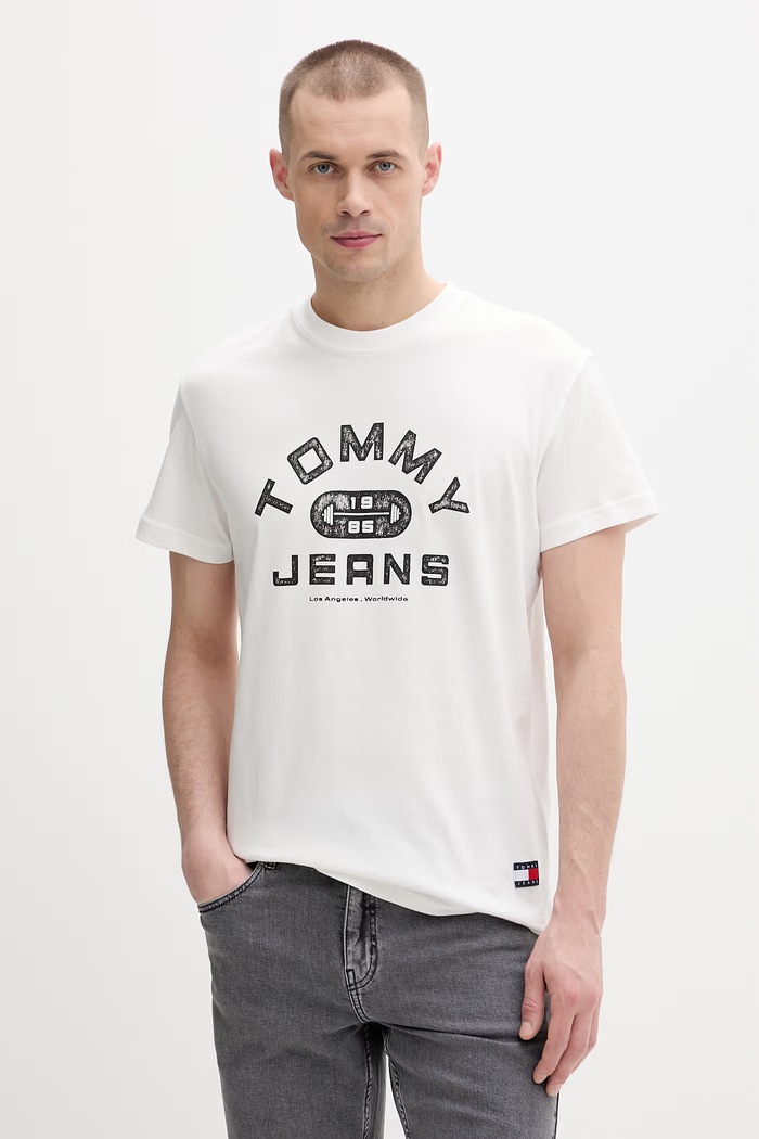 Tommy Jeans tricou pentru bărbați, din bumbac bej DM0DM22551