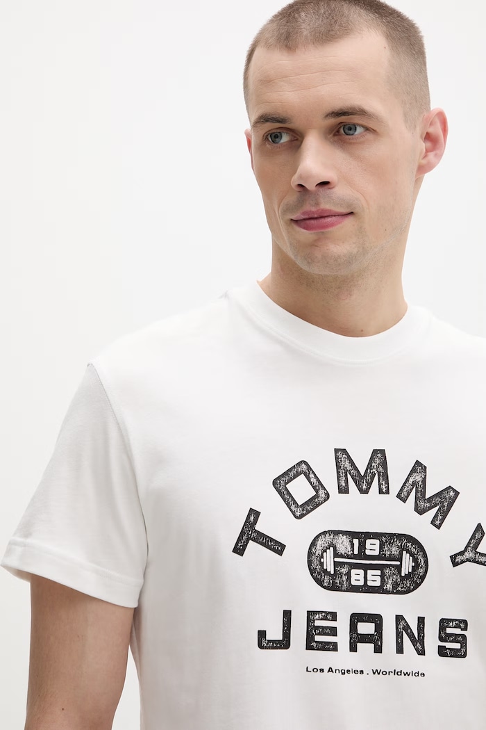 Tommy Jeans tricou pentru bărbați, din bumbac bej DM0DM22551