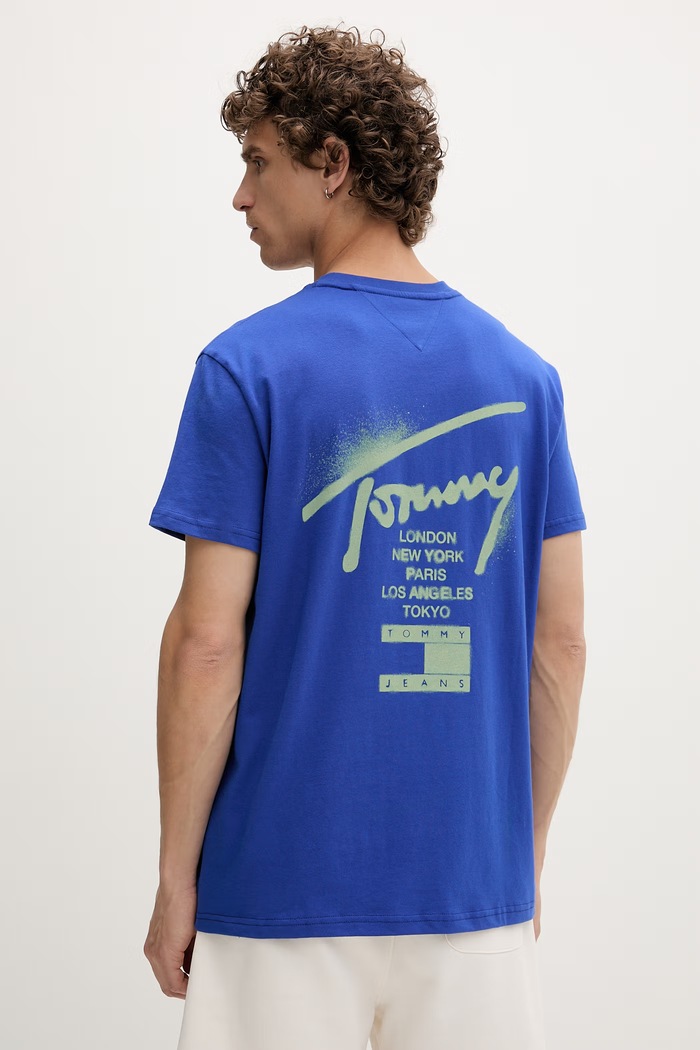 Tommy Jeans tričko pánske bavlnené modrá DM0DM22553