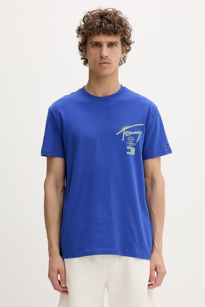 Oblečenie Tommy Jeans tričko pánske bavlnené DM0DM22553 modrá