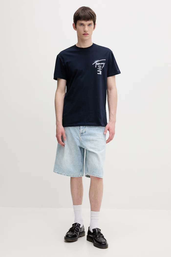 Tommy Jeans tričko pánske bavlnené DM0DM22553 tmavomodrá SS26