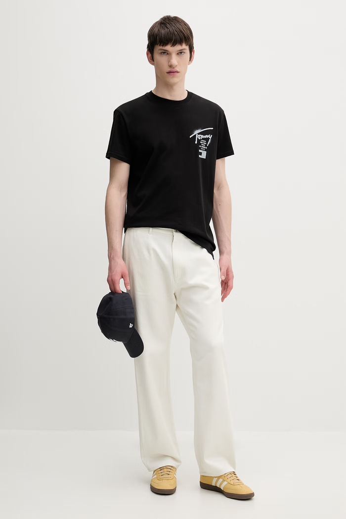 Tommy Jeans tričko pánske bavlnené DM0DM22553 čierna SS26