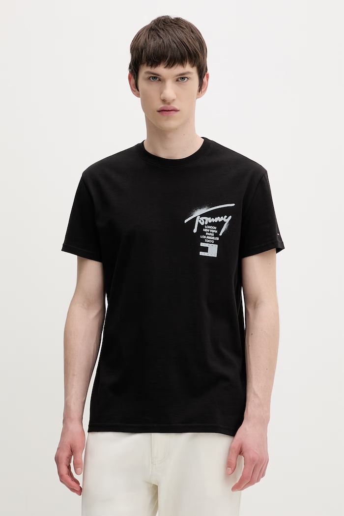 Oblečenie Tommy Jeans tričko pánske bavlnené DM0DM22553 čierna