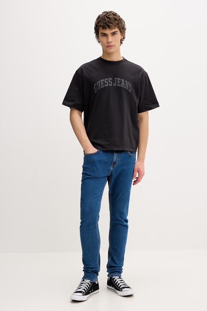 Guess Jeans kratka moška bombažna majica M6GIB6.K8FQ4 črna SS26