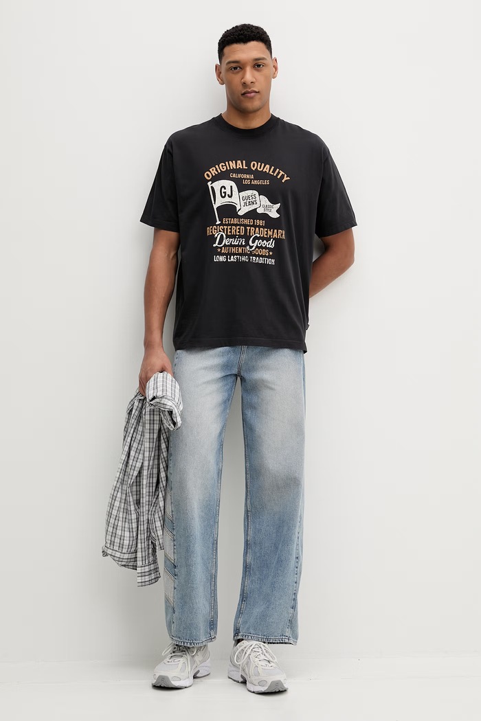 Bombažna kratka majica Guess Jeans Okrogel črna M6GIB8.K8FQ4