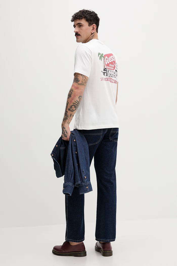 Guess Jeans t-shirt Ανδρικό βαμβακερό M6GIC0.K8HM0 λευκό SS26