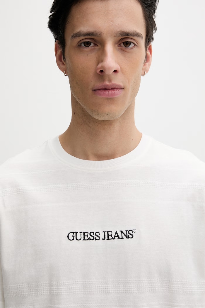 Guess Jeans tricou basic bărbătesc din bumbac bej M6GIZ3.KE942