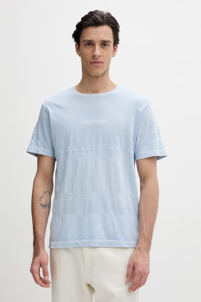 Guess Jeans tricou basic bărbătesc din bumbac albastru M6GIZ3.KE942