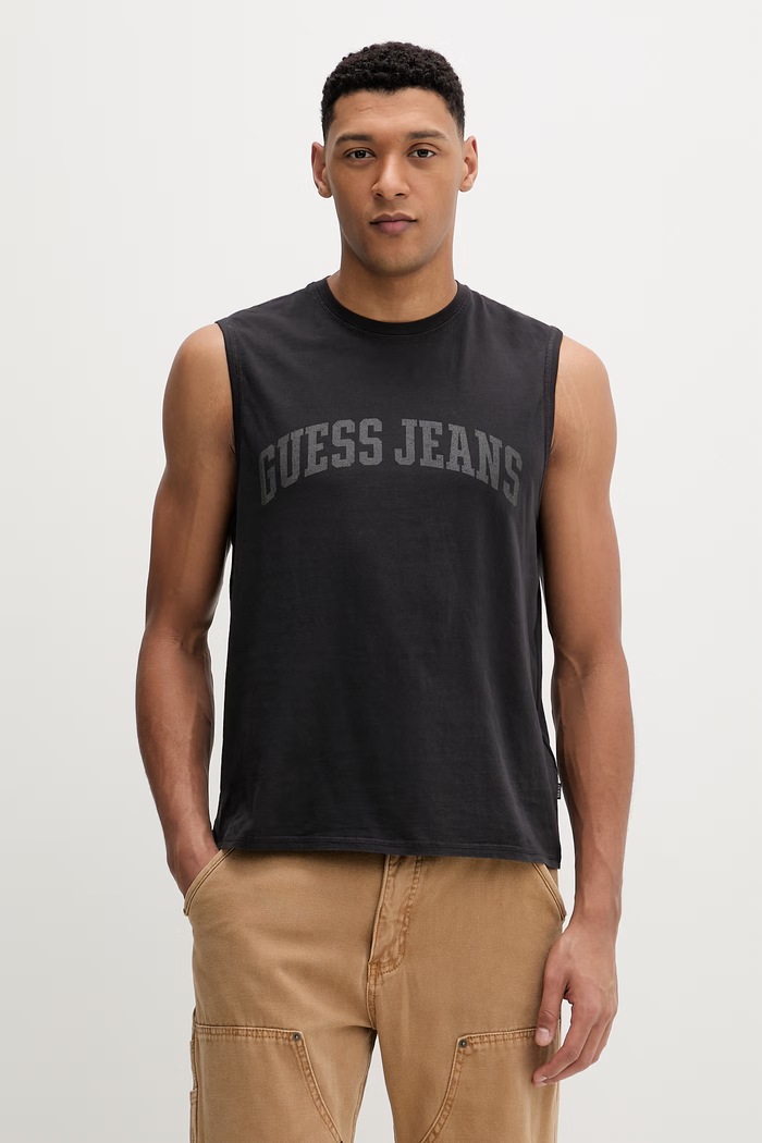 Bombažna kratka majica Guess Jeans Potisk črna M6GPB2.K8FQ4