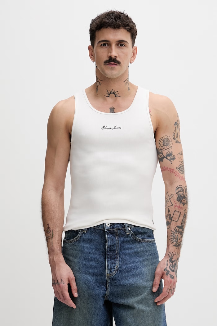 Guess Jeans pánsky top s bavlnou béžová M6GP05.KA0H1