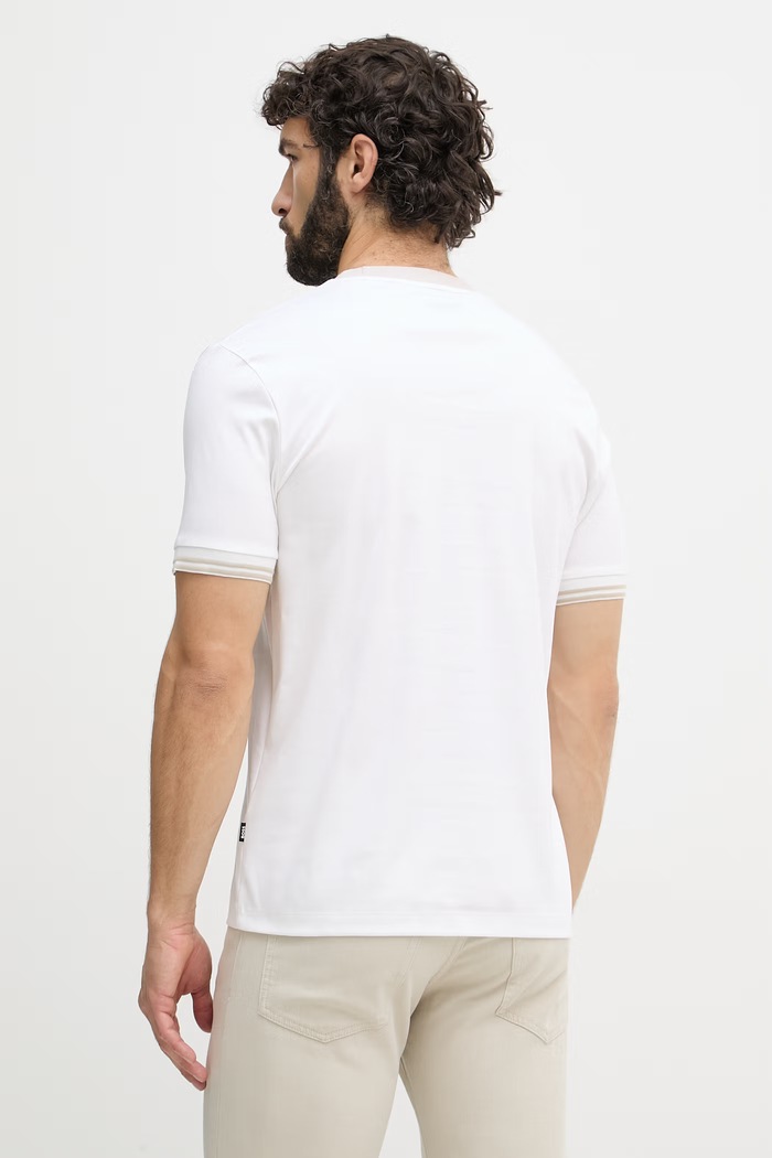 Ρούχα BOSS T-shirt ανδρικό βαμβακερό Tessler 238 50559667 λευκό