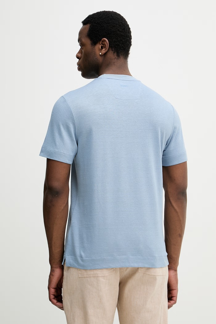 Îmbrăcăminte BOSS tricou bărbătesc cu amestec de in BOSS X ASTON MARTIN 50558830 albastru