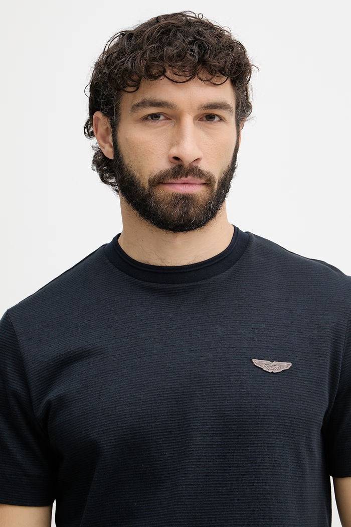 BOSS t-shirt Ανδρικό με πρόσμιξη λινού BOSS X ASTON MARTIN σκούρο μπλε 50558830